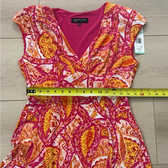 NWT Jones New York Fuchsia Pink and Orange Paisley Midi Dress Size 8 - Picture 13 of 13